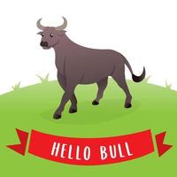 cute bull cartoon standing. Vector illustration of cartoon Bull. Cartoon Vector Illustration of Bull Farm Animal Character