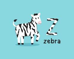 Vector illustration of alphabet letter Z and zebra