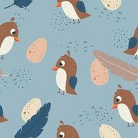 Adorable little quail seamless pattern vector