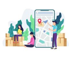 Delivery tracking technology illustration vector