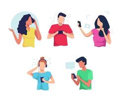 People with phones vector illustration