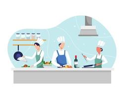 Chef cooking the dish vector
