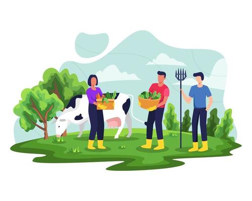 Farmer working on garden