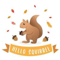 Cartoon squirrel. Cute cartoon squirrel. Vector illustration of Cartoon squirrel holding an acorn - Vector