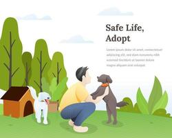 Dog lover with his pets concept illustration vector