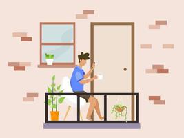 Stay at home concept illustration vector
