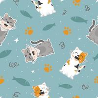 Vector seamless pattern Cute cat