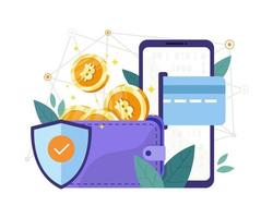 Vector illustration Bitcoin wallet security