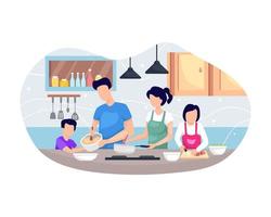 cocinando con la ilustración familiar vector
