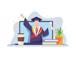 ilustración del concepto de graduación en línea vector