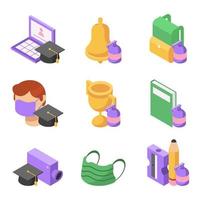 Set of New Normal Back to School Icons vector