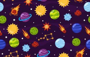 Seamless Celestial Bodies Background Concept vector