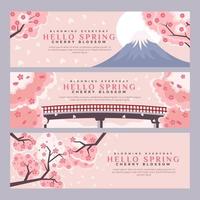 conjunto de banners de hola primavera vector