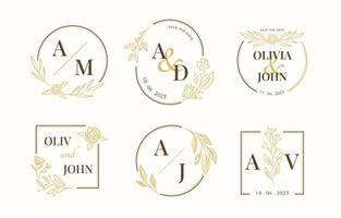 colección de logotipos de monograma de boda dibujados a mano vector