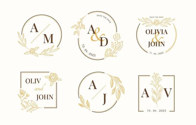 Hand Drawn Wedding Monogram Logo Collection