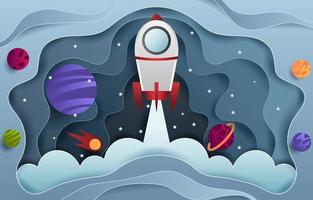 Space Paper Cut Background Concept vector