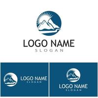 Simple Modern Mountain Landscape Logo Design Vector, Rocky Ice Top Mount Peak Silhouette vector