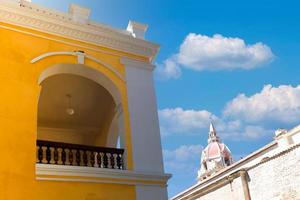 Famous colonial Cartagena Walled City, Cuidad Amurrallada, and its colorful buildings in historic city center, a designated UNESCO World Heritage Site photo