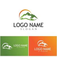 Simple Modern Mountain Landscape Logo Design Vector, Rocky Ice Top Mount Peak Silhouette vector