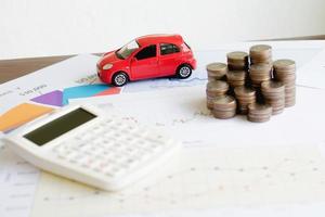 Car expenses calculate with notes and toy car photo