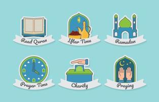 Ramadan Activity Sticker Set vector