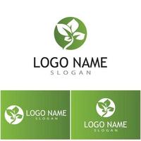 logotipos de vector de elemento de naturaleza de ecología de hoja de árbol verde