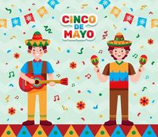 gente feliz celebrando el cinco de mayo vector