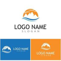 Simple Modern Mountain Landscape Logo Design Vector, Rocky Ice Top Mount Peak Silhouette vector