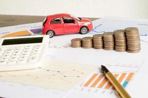 Car expenses calculate with notes and toy car photo