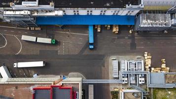 trucks are loaded at the factory top view photo