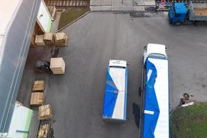 loading finished products into the truck top view photo