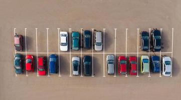 Aerial view of car parking top view photo