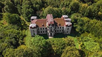 old castle top view aerial photography with drone photo