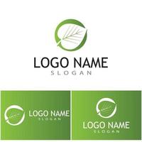 logotipos de vector de elemento de naturaleza de ecología de hoja de árbol verde