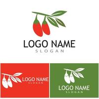 logotipo de las bayas de goji. bayas de goji aisladas sobre fondo blanco vector