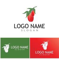 logotipo de las bayas de goji. bayas de goji aisladas sobre fondo blanco vector