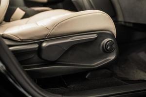 details of stylish car interior, leather interior photo