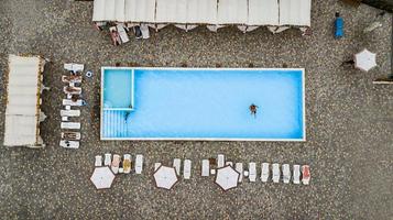 Swimming Pool viewed from above. Top down view photo