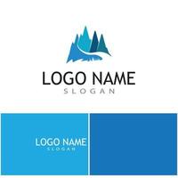 Simple Modern Mountain Landscape Logo Design Vector, Rocky Ice Top Mount Peak Silhouette vector