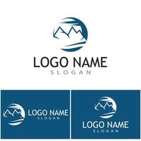 Simple Modern Mountain Landscape Logo Design Vector, Rocky Ice Top Mount Peak Silhouette vector