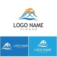 Simple Modern Mountain Landscape Logo Design Vector, Rocky Ice Top Mount Peak Silhouette vector