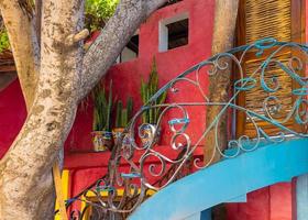 Scenic colonial streets and architecture of Cabo San Lucas in historic city center close to Marina and public beaches photo