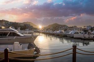 Marina and yacht club area in Cabo San Lucas, Los Cabos, a departure point for cruises, marlin fishing and lancha boats to El Arco Arch and beaches