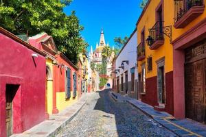 Mexico, Colorful buildings and streets of San Miguel de Allende in historic city center photo