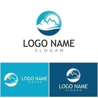 Simple Modern Mountain Landscape Logo Design Vector, Rocky Ice Top Mount Peak Silhouette vector