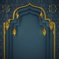 Ramadan Kareem greeting and invitation template with arabic lantern, 3D Render Illustration photo