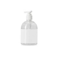 Clear hand sanitizer in a clear pump bottle mockup isolated on white background with clipping path photo