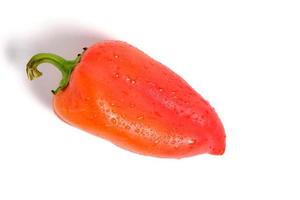 Red, sweet bell pepper on a white background with shadows in the isolate. photo