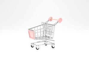 signo o símbolo de icono de supermercado de carrito de compras o carrito de compras sobre fondo blanco representación 3d foto
