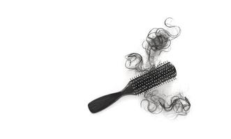 Hairs loss fall in comb on white background, blank text